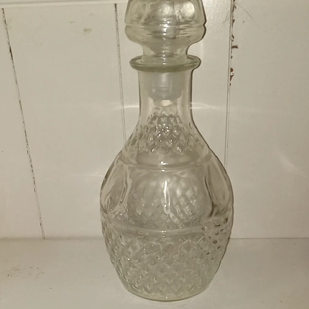 vintage Elegant Clear Glass Crown Royal Decanter